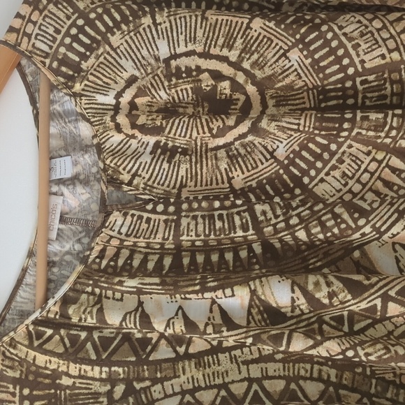 Chico's Dolman Sleeves Geometric print Relaxed Fit Boho Coastal Grandma Top - Picture 2 of 8